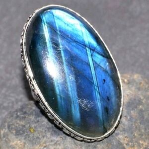 Fiery Labradorite Gemstone 925 Sterling Silver Handmade Ring